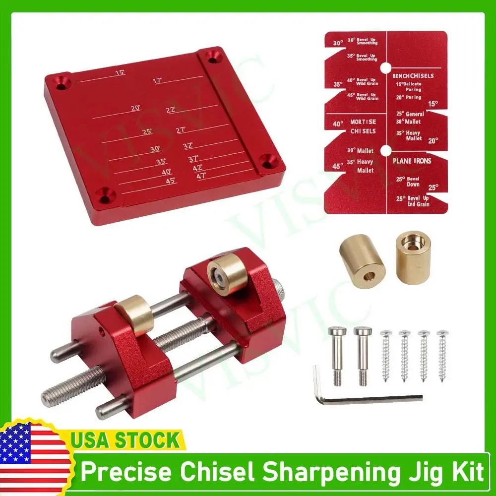 Woodwork Chisel Sharpening Jig Kit - Aluminum Alloy Angle Fixtures, 5/32"-3" Chisel Honing Guide for Automotive Engine & Transmission Repair Tools to Enhance Sharpness
