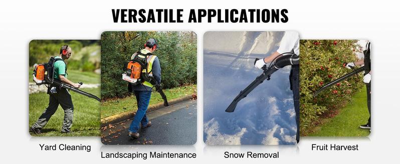 VEVOR Backpack Leaf Blower, TikTokShopBlackFriday, 52CC 2-Cycle Leaf Blower with 1.37L Fuel Tank, 480CFM Air Volume 175MPH Speed, Ideal for Lawn Care, Leaf Cleaning, and Snow Removal