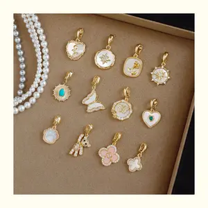 Clip-On Charm Pendant Set – Detachable DIY Necklace Charms | Mother of Pearl Gold Jewelry Collection