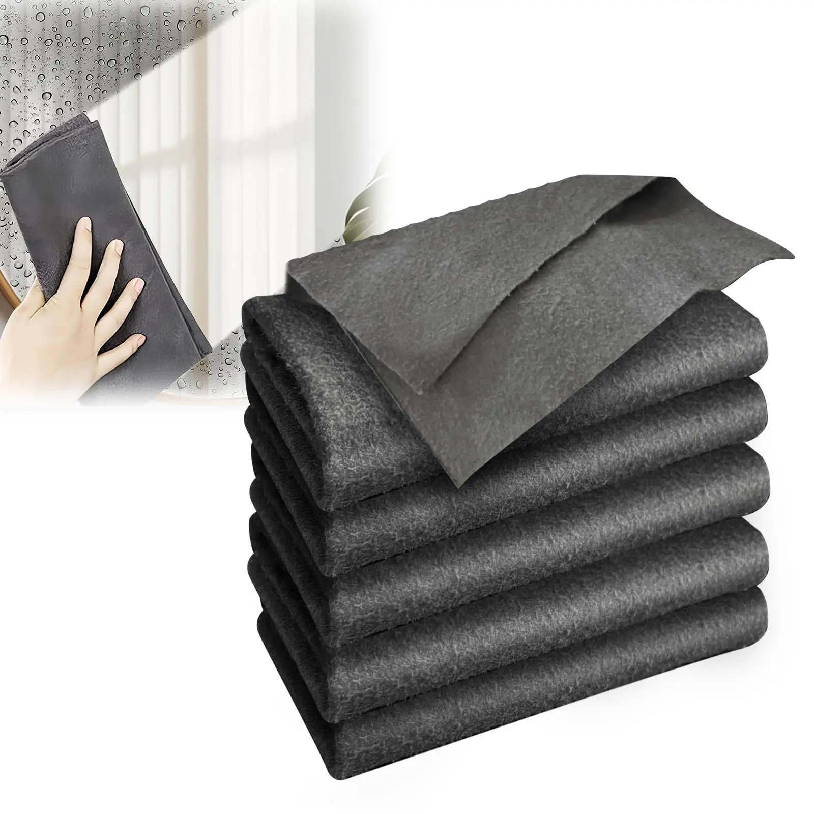 10 PCS Magic Cleaning Cloths Streak Free Lint Free Absorbent Glass and Mirror Wipes for Windows Shower Doors Car Glass, Gray ﻿