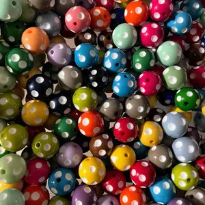 Polka Dots Mix 20mm Bubble Gum Bead Durable Plastic Assorted Colors Versatile for Crafts Not Suitable for Small Children