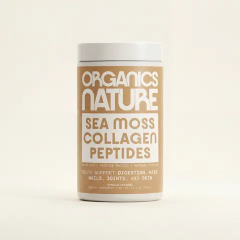 Vanilla-Caramel Collagen Peptides + Sea Moss, Naturally Sourced Hydrolyzed Collagen with Biotin for Hair, Skin, Nail, and Joint Support