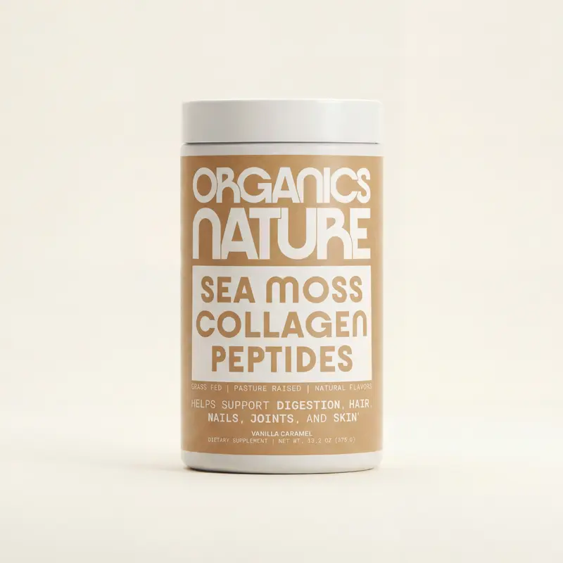 Vanilla-Caramel Collagen Peptides + Sea Moss, Naturally Sourced Hydrolyzed Collagen with Biotin for Hair, Skin, Nail, and Joint Support