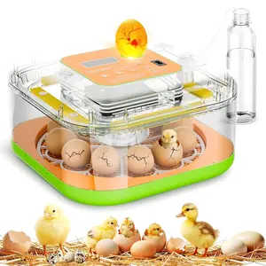 Incubator for Hatching Eggs, Temperature and Humidity Control, Automatic and Adjustable Egg Turning & Incubation Day, Built-in Egg Candler, 12 Egg Incubator for Hatching Chicken, Duck, Turkey, Bird