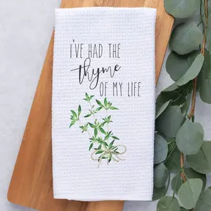 Thyme of my Life Kitchen Hand Towel | Microfiber Waffle Weave Dish Towel