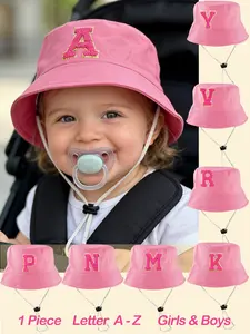 1 Piece Letter A-Z Adjustable Breathable Baby Bucket Hat, Toddler Beach Sun Protection Bucket Cap, Suitable for  Fisherman Hat, Toddler Bucket Cap,Outdoor Activities,Daily Wear(0-2Y)
