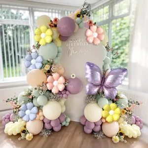 Spring Floral Butterfly Balloon Arch Kit,137Pcs Pastel Lavender Purple Yellow Balloon Garland with Daisy,Butterfly Foil Balloons for Wildflower Fairy  Shower Birthday Garden  Party Decorations