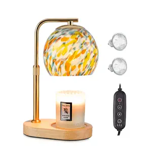 Boho Lamp Modern Metal Candle Warmer Lamp with Timer & Brightness Control Adjustable Flameless Safety Cylindrical Decorative for Home Decor & Relaxation Amber-Scented Jar Candle Warmer Lamp  Ornaments White Wood #SummerVibes