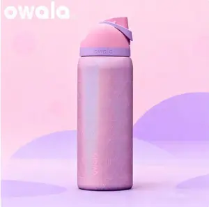 OwalaFreeSip Fruit Cup Stainless Steel Portable Sports Water Bottle with Thermal Insulation, Star Diamond Sparkle Design, 32oz