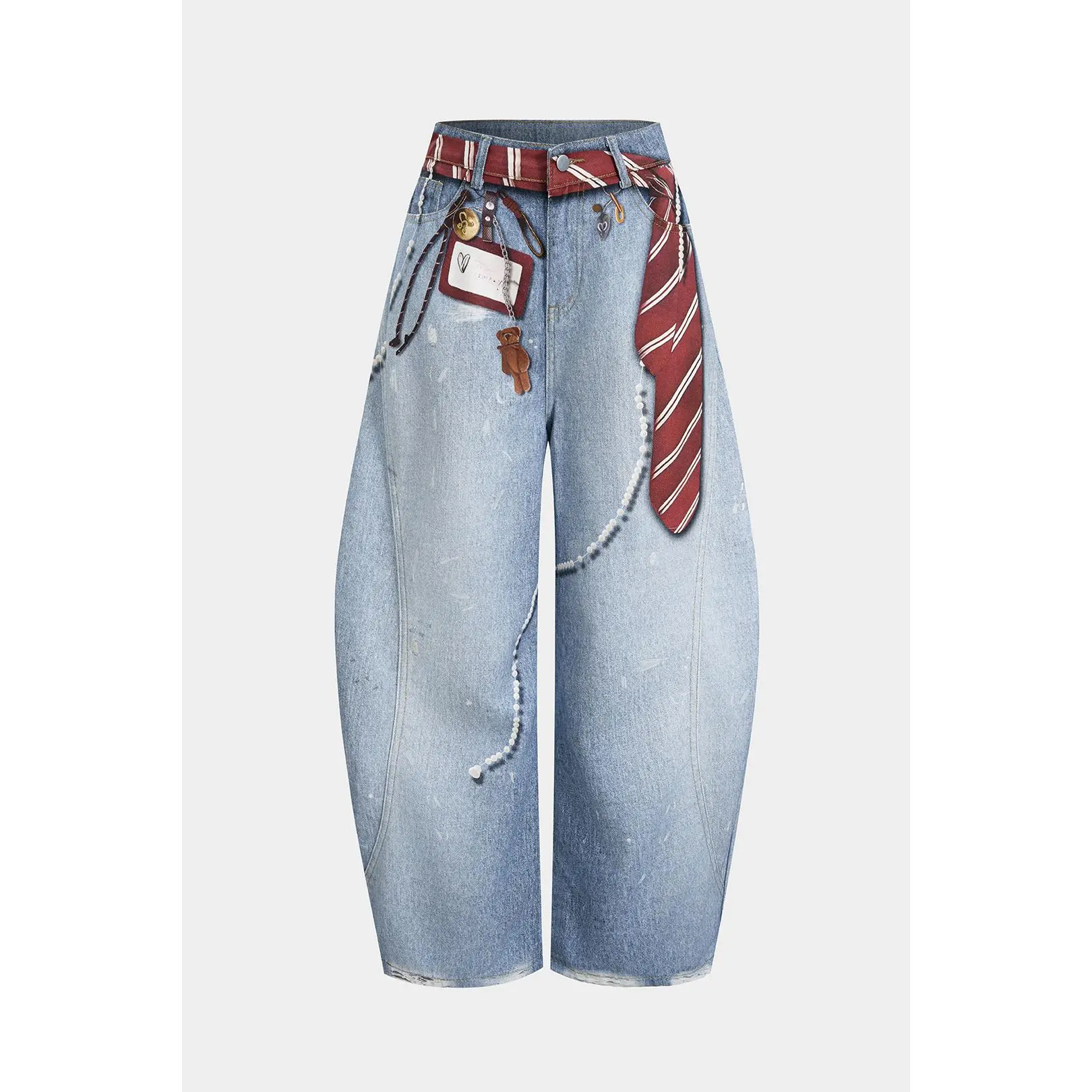 Denim Illusion Print High Waist Jeans