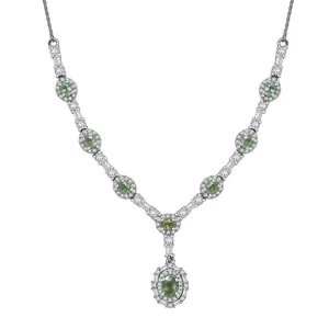 Premium Demantoid Garnet and Moissanite 4.65 ctw Forest Gleam Necklace in Rhodium Over Sterling Silver 18 Inches Christmas Gifts