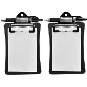 Clipco Mini Clipboard with Magnetic Back Includes Paper Pad and Pen (2-Pack) (Black) Trade Quest Global Corp