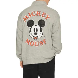Junk Food Mickey Mouse Fleece Yoke Sweatshirt in Heather Grey Unisex