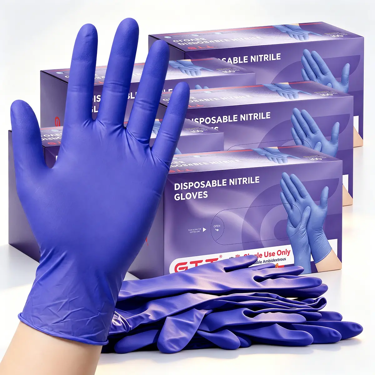 500 Pcs Violet Heavy Duty 5.5Mil Nitrile Gloves, Latex Powder Free, Puncture Resistant, Textured Fingertips Touch Screen Gaming, Multi-Use Kitchen Salon Pet Painting Cleaning