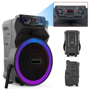 Dazone 18” Woofer Party Bluetooth Speaker with Deep Bass, 4500W Bluetooth Speaker wiht Wireless Microphones, USB/SD, AUX & Guitar Inputs, Long Playtime for Outdoor Party