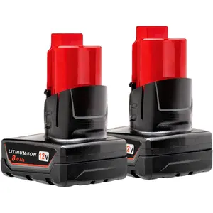 High quality Battery Replacement for Milwaukee M12 12v: Batteries 8.0 ah Lithium Compatible with Milwaukee 12 Volt Cordless Power Tools 2 Pack