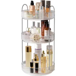360 Rotating Makeup Organizer and Storage for  Countertop 3 Tiers, High Capacity  Skincare Perfume Organizers for Dresser Bathroom Lazy Susan