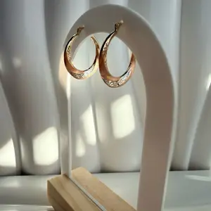 14k Real Gold Hoop Earrings / Tri Color Elegant Jewelry for Women