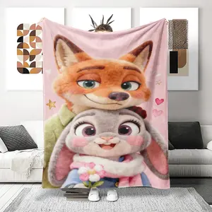 Crazy Animal City Sakura Judy Niki Flannel Blanket, Sweet Cute Girl Style, Multi-Functional Bedding, Cartoon Anime Theme