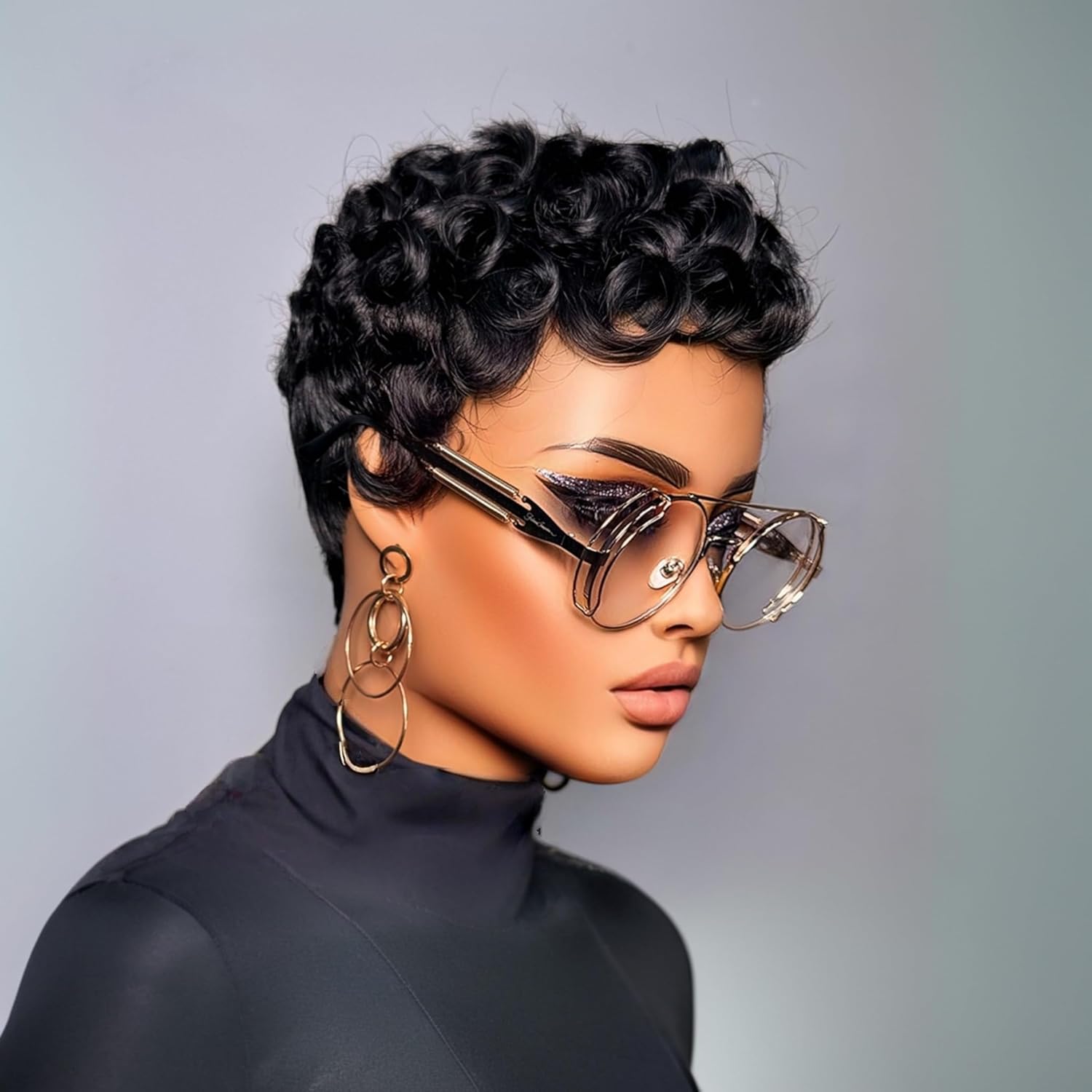 ShowRealHair Wig Pixie Cut Wig for Black Women Bomb Curly Short Curly Wigs Brazilian Virgin Human Hair Short Curly Pixie Wigs Pixie Cut Wig Natural Black Short Wigs for Black Women SpringStatements
