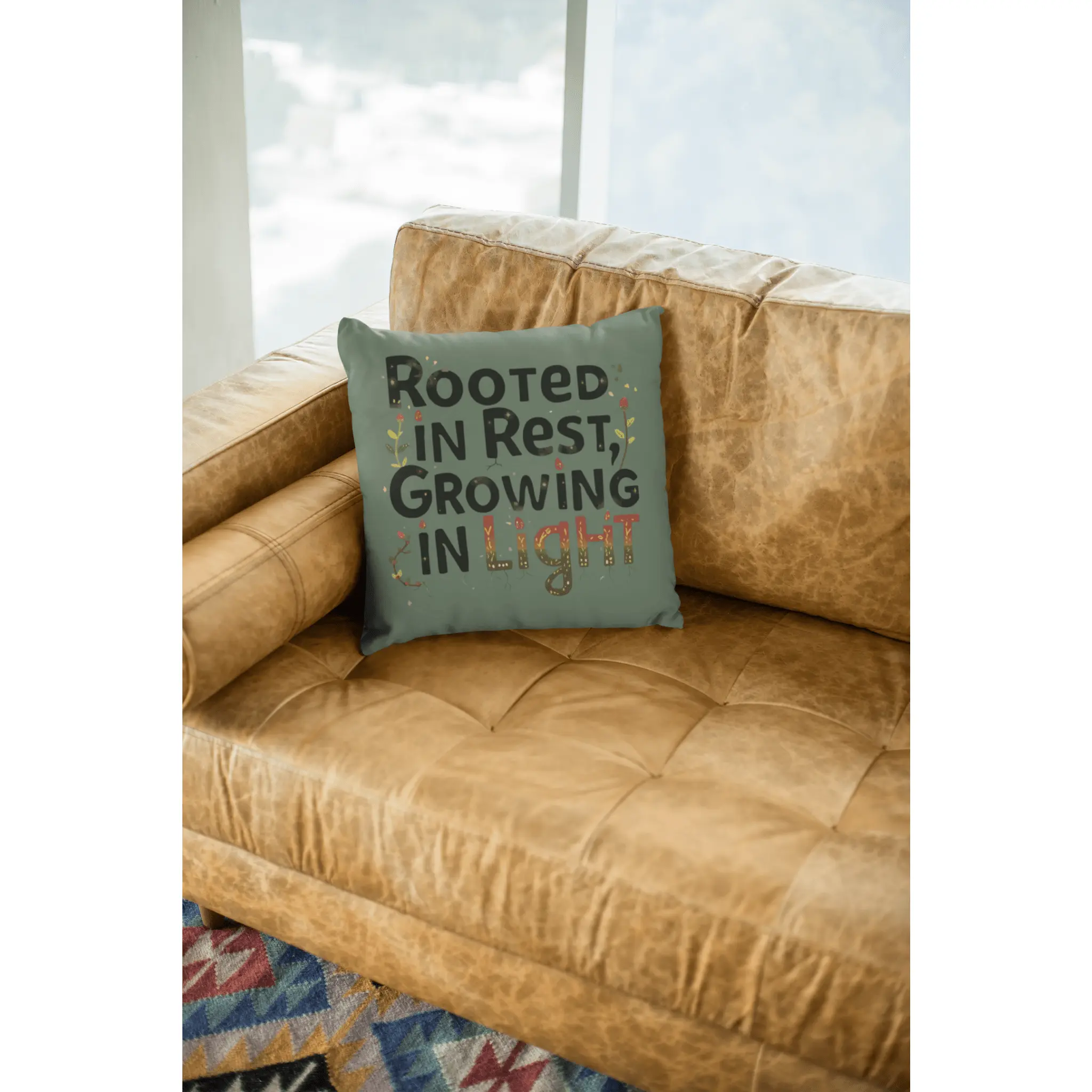 Rooted in Rest, Growing in Light Kwanzaa Pillow – Mindful Home Decor for Renewal & Growth