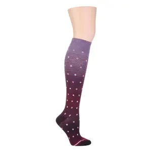 Women's Dr. Motion 8-15 mmHg Compression Knee High Socks - Smooth, Light, Breathable Fabric, Ombre with Dots, Everyday Fit, Leg Support