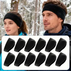 12Pack Ear Warmers Headband, Fleece Earmuffs Running Headband Winter Ear Covers Moisture Wicking Ski Sport Headband for Men & Women (Black) - Home Improvement.