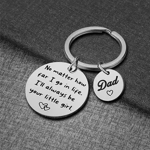 Stainless Steel Keychain Tag Father's Day Gift Engraved Metal Keychain