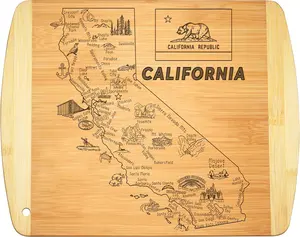 California Bamboo Cutting Board – State-Shaped Reversible Chopping & Serving Board with Detailed Engraving - Perfect Gift for Housewarmings, Weddings, Birthdays, Daily Kitchen Use & Decoration