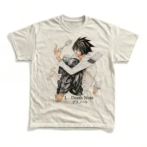 Gildan Men's and Women's T-Shirt, Vintage L Lawliet Graphic Tee, Death Note T-Shirt, Unisex Gift Manga Anime Shirt, Gothic Grunge Y2K Emo Scene Amity Affliction Style Clothes Menswear Womenswear Streetwear