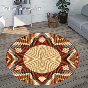 1 floor mat, Round rug, Geometric pattern rug, suitable for home decor, hotel decoration, New Year holiday decoration, Valentine's Day decoration