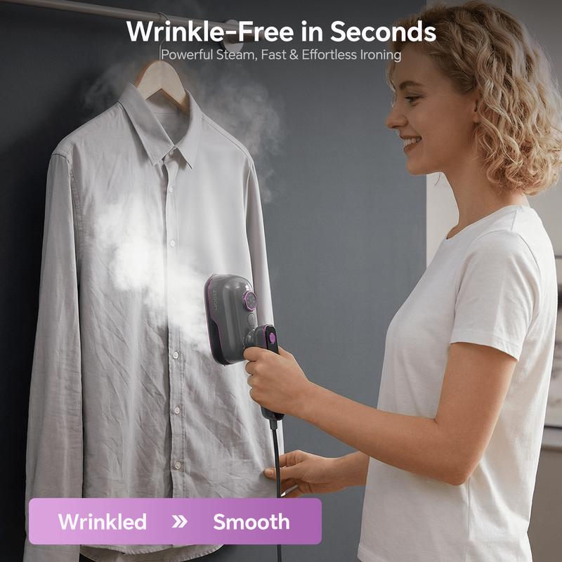 GREENYEE No Burns & 2X Faster | 150ml Smart Steam Iron | No Leaking 1000W, 6 Modes LED & 6.5" Wide Panel 2-in-1