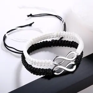 Attraction Couple Bracelets Long Distance His and Hers Adjustable Braided 8 Infinity Love Heart Friendship Bracelet Jewelry