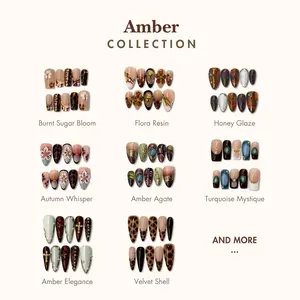 NailPhoria AMBER Collection - Handmade Press-On Nails | Reusable, Salon-Quality, Long-Lasting, Glossy Design