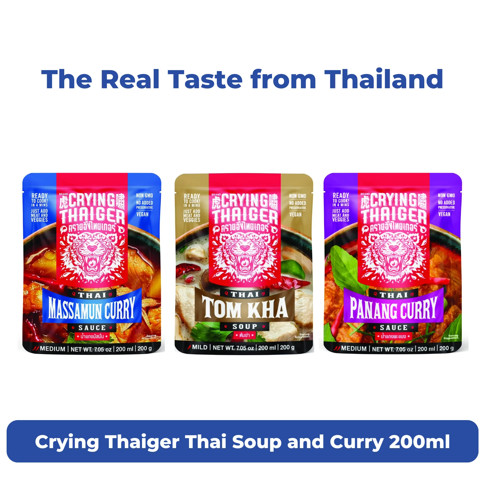 Crying Thaiger Thai Curry & Soup Cooking Packets - Massamun Curry, Tom Kha Soup, Panang Curry for Spicy Food Enthusiasts, Flavor