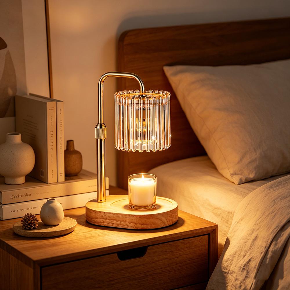 Elegant Flower Bellflower Scent Lamp - Adjustable Height Wax Melt Warmer with Timer, 2 Extra Bulbs, Indoor Bedroom Decor (Golf Space Accent)