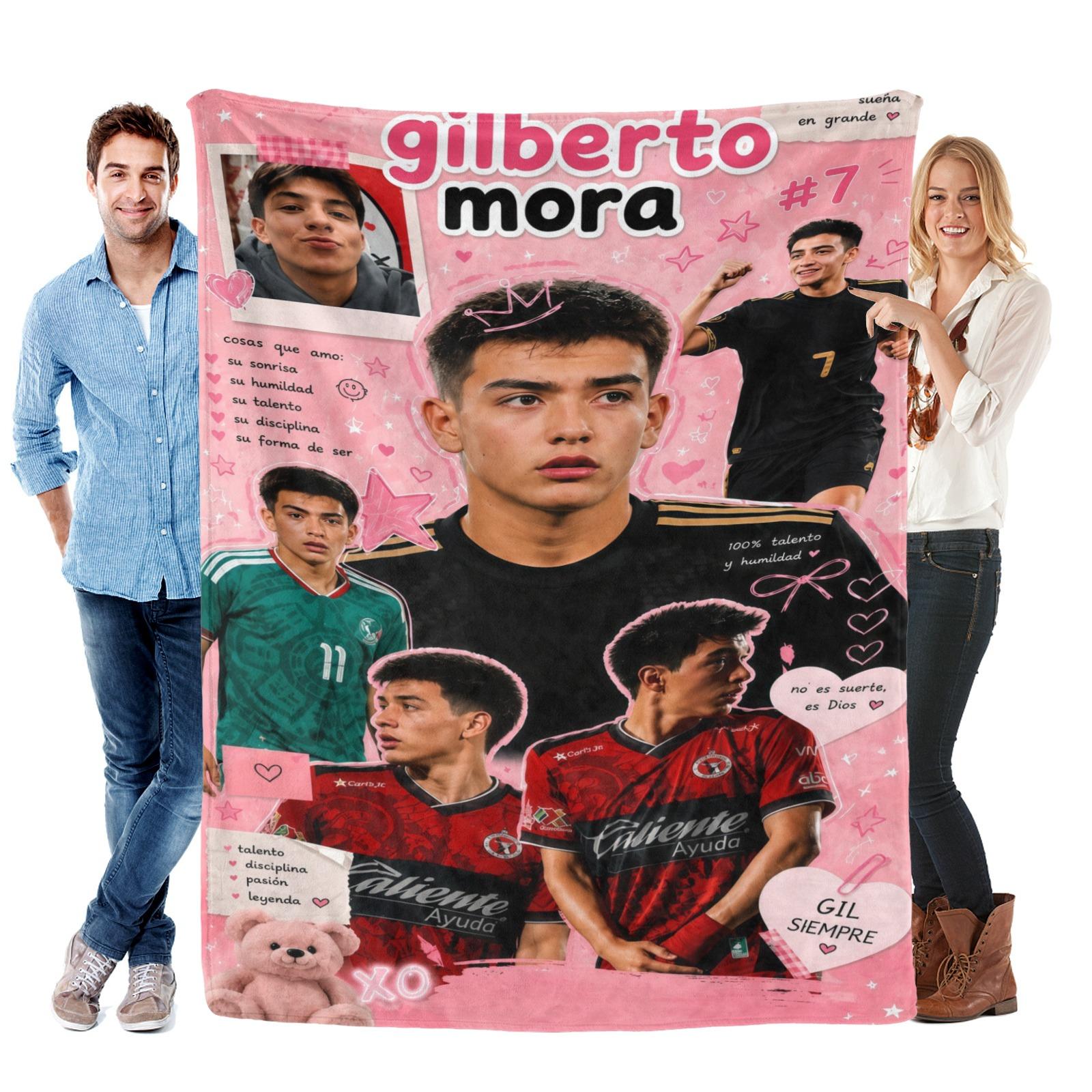 Gilberto Mora Soccer Soft Flannel Blanket for Mexico Football Fans, Player Photo Collage Throw with Mexican Soccer Star Art, Gilberto Mora Sports Blanket for Bedroom, Match Day Football Fan Throw for Couch and Game Rooms Decor