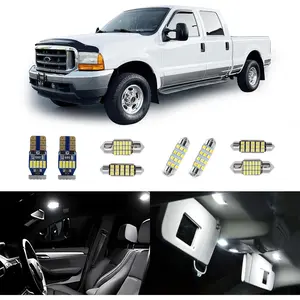 14 pcs F250 F350 White Interior LED Lights Replacement Bulbs for 1999-2016 Ford F-250 F-350 Super Duty 6000K Interior LED Lighting Package, Map Lights+Dome Lights+Cargo Lights+License Plate Lights