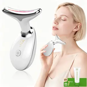2027 New LED Vibration Neck Massager, Facial and Neck Massage Device, Perfect Gift, Includes Gel, Beauty Instrument, Vibrating Massager, Facial Beauty Machine