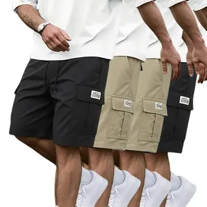 Men’s shorts 4-piece set (earth yellow/black/gray/blue) — slanted pockets — versatile casual wear — suitable for everyday use — multi-pocket design — ideal for summer outings, travel, and vacations