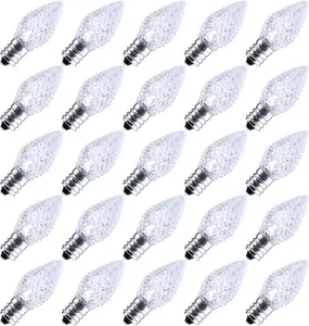 Minetom 50 Pack C7 LED Replacement Light Bulb E12 Candelabra Base Shatterproof Dimmable Christmas String Lights Commercial Grade White Energy Saving Eco Friendly