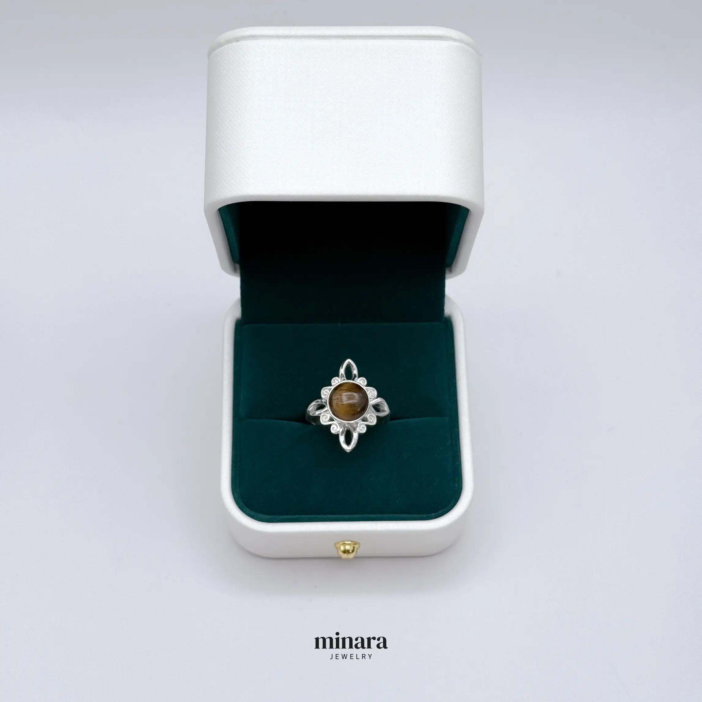 MINARA 950 Silver ANILLO NUDO OJO DE TIGRE