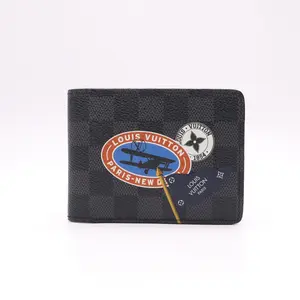 Pre-owned Louis Vuitton Canvas Small Leather Goods Damier Graphite World Tour Multiple Wallet W22113