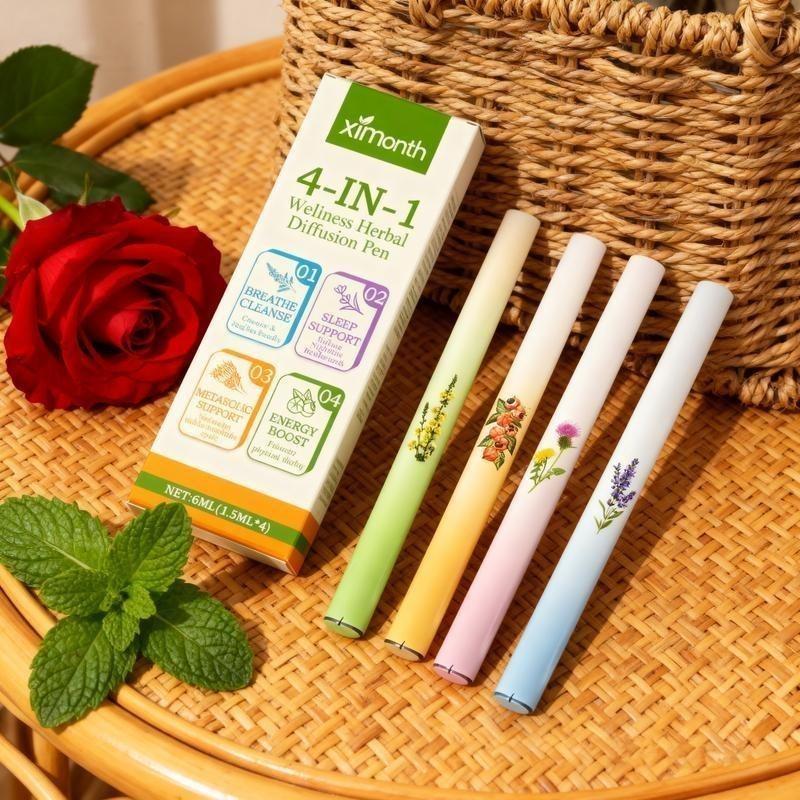 Herbal Care Stick 4 Counts Set Gentle Ingredients Nourish Comfortable Body Four Unique Recipes Natural Scent Daily Breathing Regulation