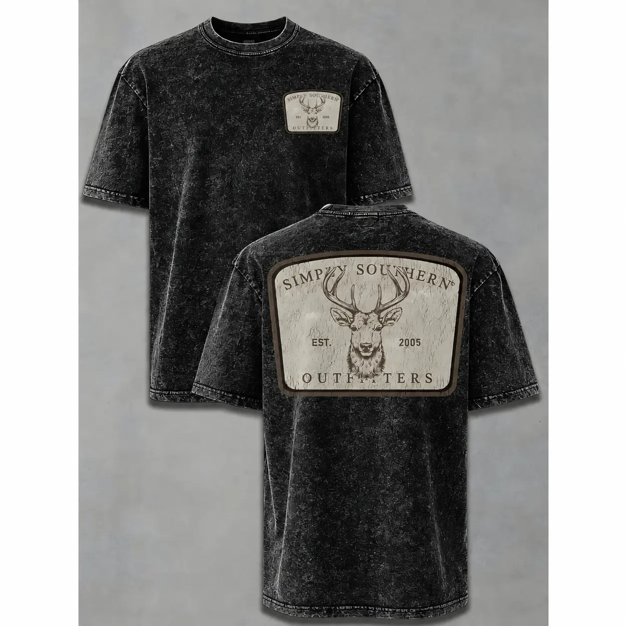 Simply Southern Deer Hunting Graphic Tee, Vintage Mineral Wash Oversized T-Shirt, Outdoor Country Unisex Shirt, Menswear Graphic Tee