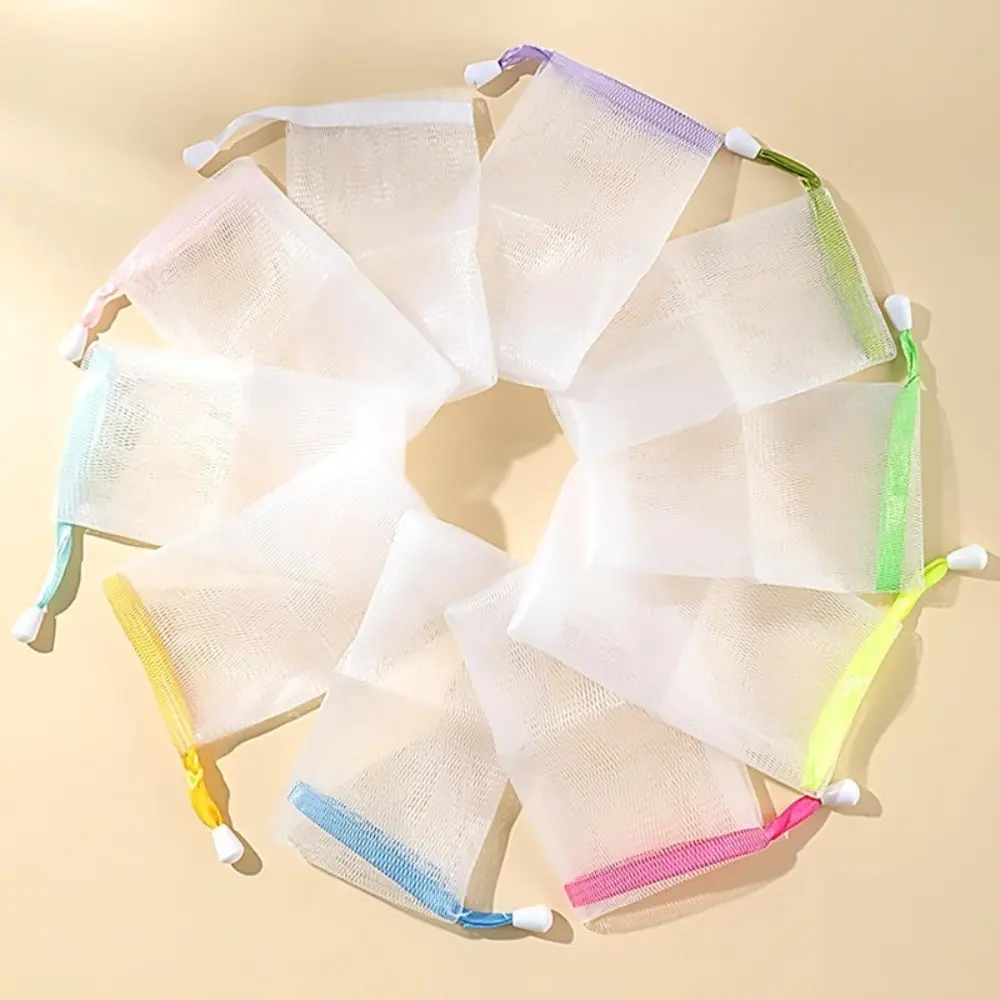 Large Size Soap Storage Bag, Bubble Net Bag, Foam Net Soap Holder Drawstring Hangable Hanging Bag, Bath Essential Thick Mesh Soap Bag Travel Home Use, 5pcs Pack (random Color), Bath Tub Accessories, Bathroom Supplies, Bathroom Necessities