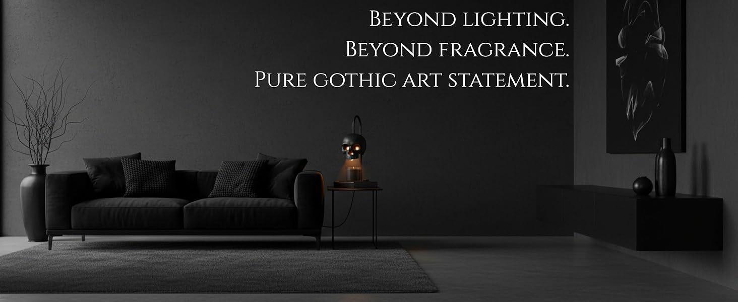 Skull Candle Warmer Lamp with Timer & Dimmable Light Adjustable Height Gothic Aromatherapy Melting Lamp for Bedroom Decor Candles Not Included