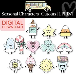 Printable Seasonal Characters Cutouts | A Year In Pastel