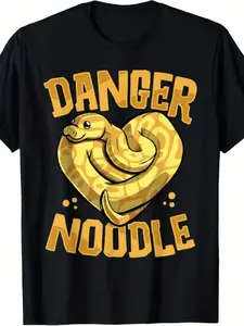 Dangerous noodles funny ball python breeder reptile lover T-shirt, 100 cotton, holiday gift, suitable for men, women, father, family, mother, friends, 180g, lovers love, lovers short sleeves, black crew neck T-shirt, size S-XXXL, regular fit, comfortable
