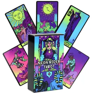 Neon Vitruvian Knight Vibrant Tarot Cards Complete Set, Portable Divination Deck for Fate Prediction & Spiritual Guidance, Ideal Gift for Ages 14+